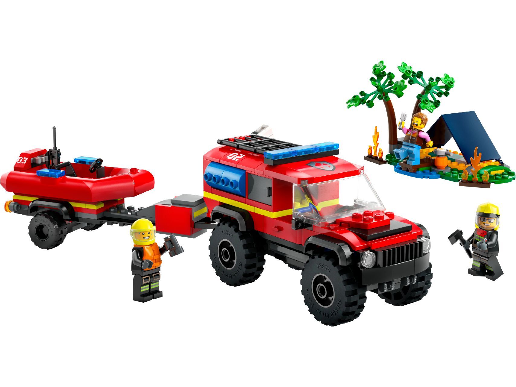 LEGO® 4x4 Fire Truck with Rescue Boat