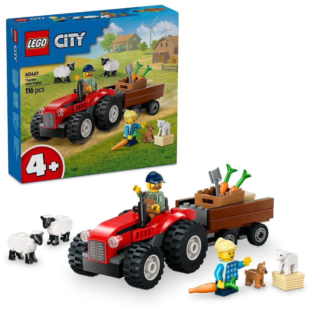 LEGO® Red Farm Tractor with Trailer & Sheep
