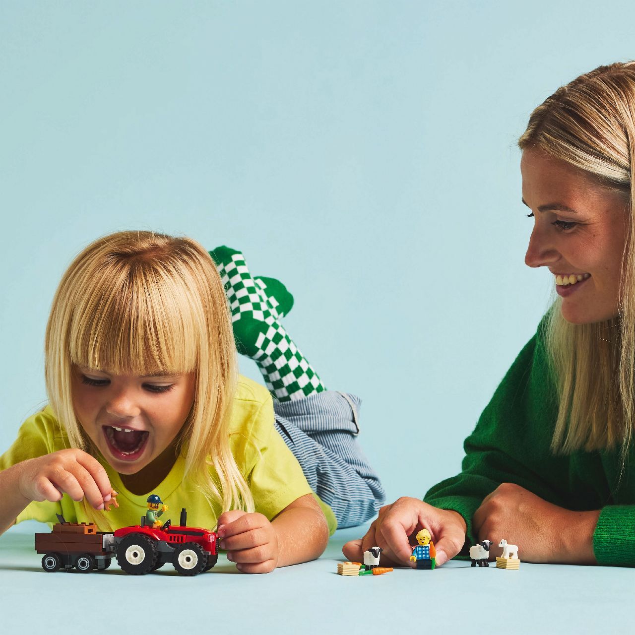 LEGO® Red Farm Tractor with Trailer & Sheep