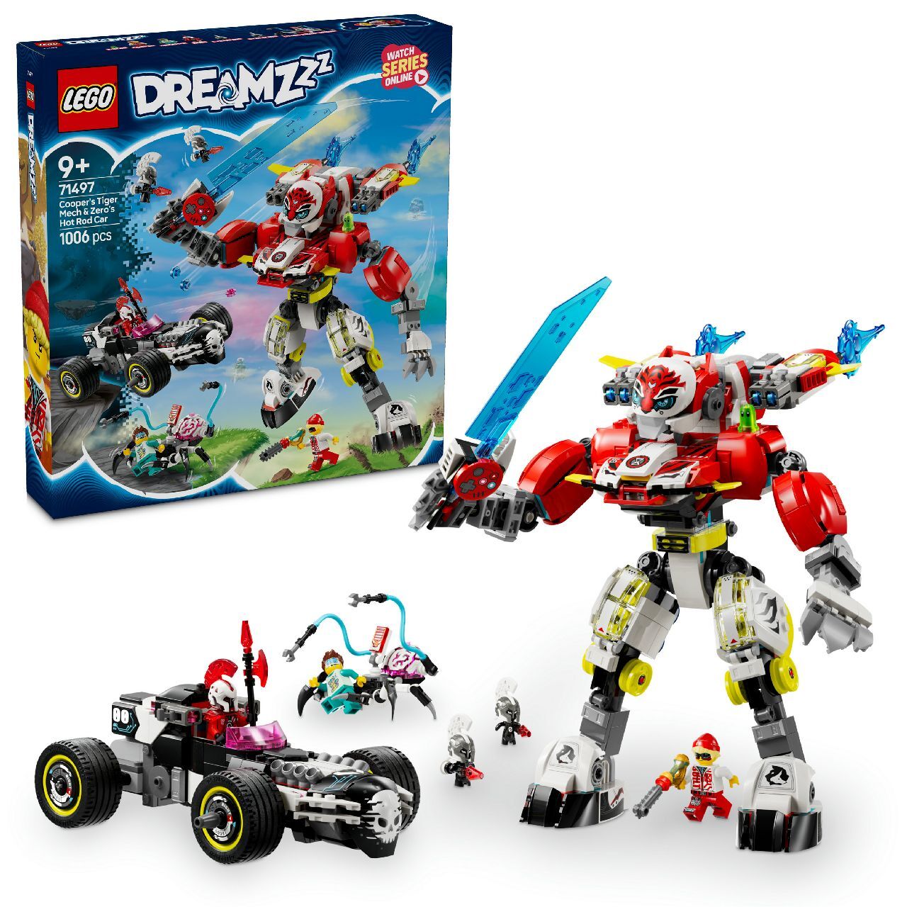 LEGO® Cooper's Tiger Mech & Zero's Hot Rod Car